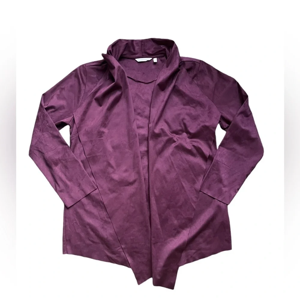 NWOT Soft Surroundings Faux Suede Shape Drape Jacket in Purple Wine Size large